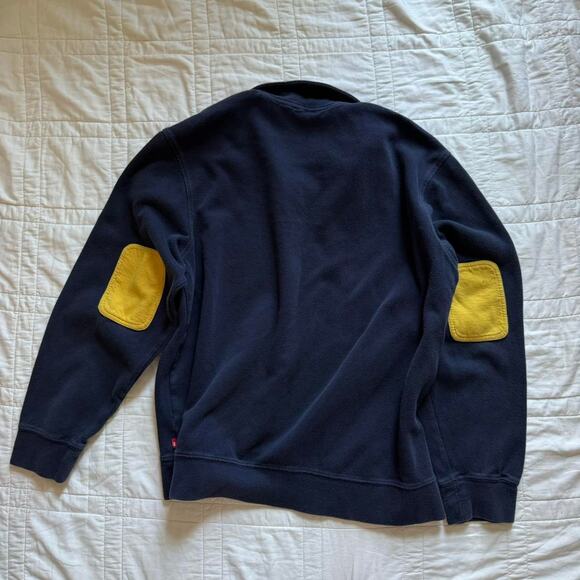 Vintage 90s Izod yellow navy collared sweater quarter zip preppy grandpa XXL - Picture 2 of 7